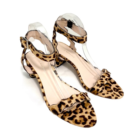 Loeffler Randall Emi Scallop Leopard Chunky Heel Strap Sandal Size 9.5 New - Picture 2 of 9
